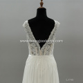 lace applique women's natrual A line wedding dresses without train